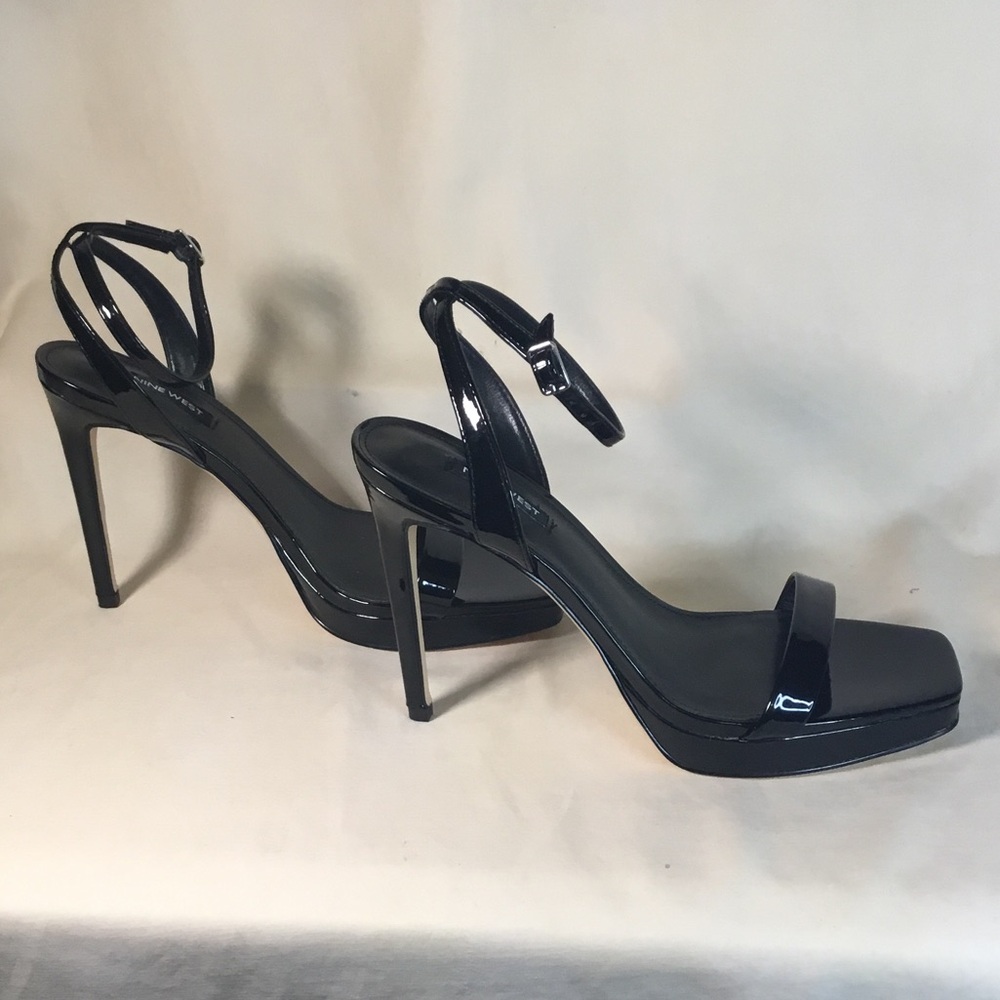 Nine West Glossy Black Strappy Heels - Picture 4 of 6